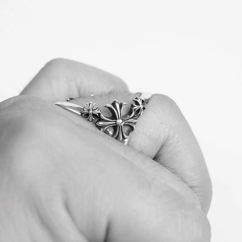 Cross Floral Exposed Ring
