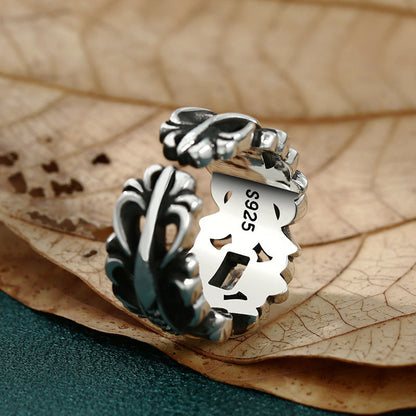 Floral Heart CZ Silver Ring