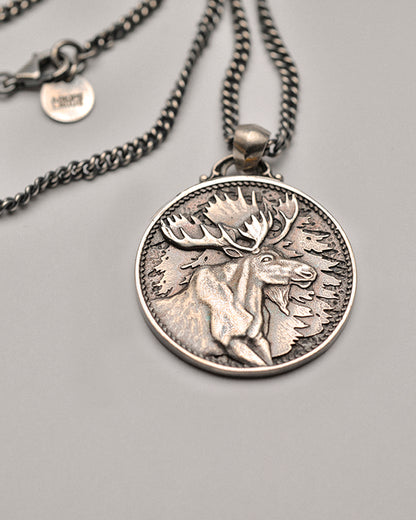 Silver Moose with Gold Antlers Pendant