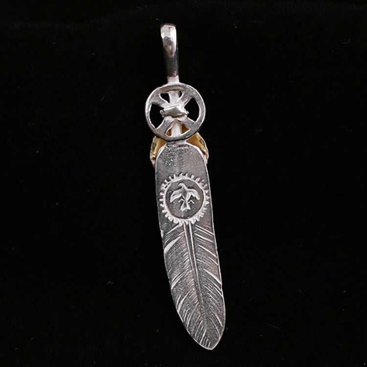 Heart Wheel Feather Pendant, Japanese Design, Native American Inspired