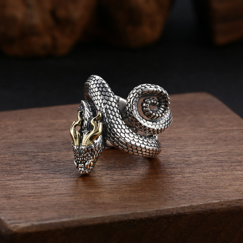 Norse Mythology Jörmungandr Serpent Ring, Vikings Jewelry