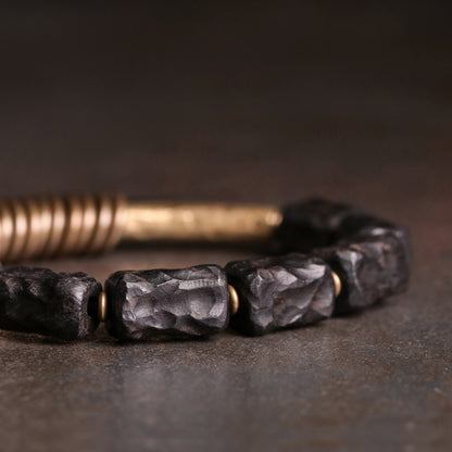 Natural Ebony Beads with Brass Bracelet