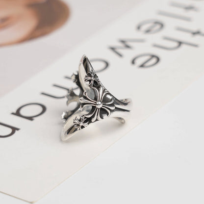 Cross Floral Exposed Ring
