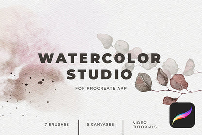 Procreate 筆刷素材套裝iPad水彩質感 Watercolor Brushes Kit
