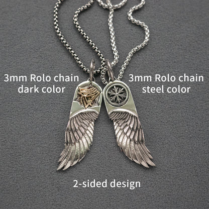 Eye of Horus Egyptian Angel's Wing Pendant Necklace