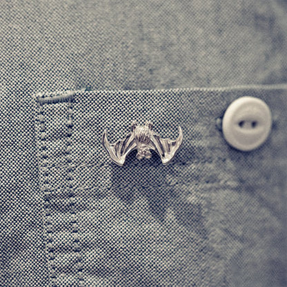 Bat Collar Pin Silver Bat Brooch