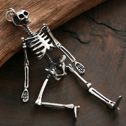 Sterling Silver Skeleton Pendant Necklace with Sterling Silver Bead Chain 20"-30"