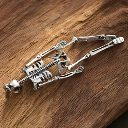 Sterling Silver Skeleton Pendant Necklace with Sterling Silver Bead Chain 20"-30"