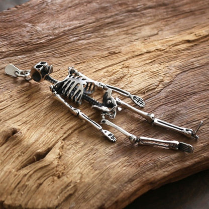 Sterling Silver Skeleton Pendant Necklace with Sterling Silver Bead Chain 20"-30"