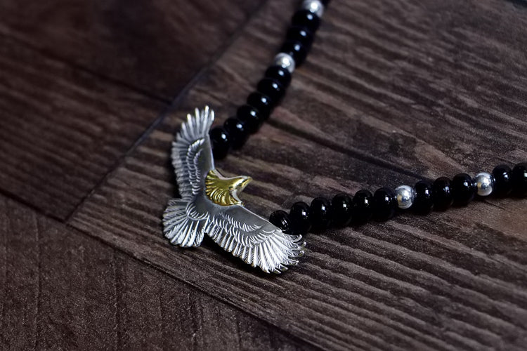 Goro's Native American Style Spread Eagle Sterling Silver Necklace