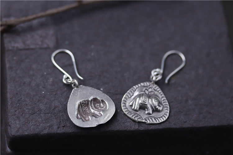 Sterling Silver Elephant Leaf Hook Earrings [3 Styles]