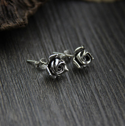 Sterling Silver Rose Stud Earrings