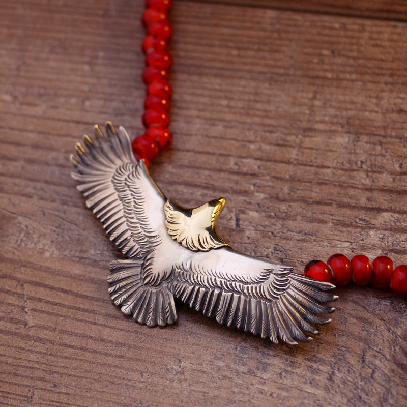 Japanese Eagle (L) Beaded Necklace | 925 Silver
