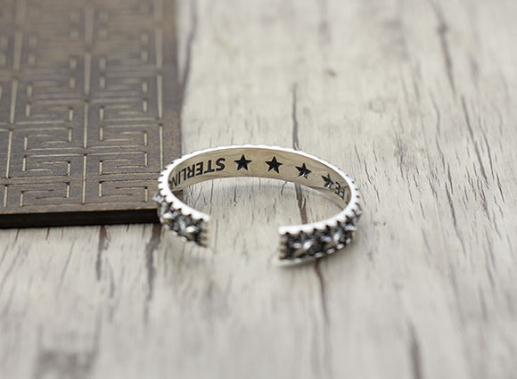 Star Bangle 925 Sterling Silver Bracelet (Medium)