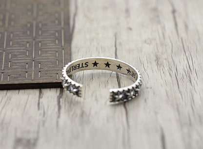 Star Bangle 925 Sterling Silver Bracelet (Medium)