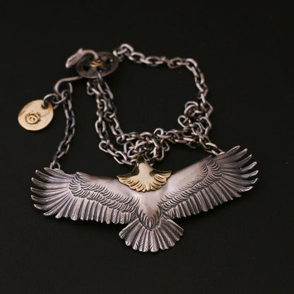 Silver Eagle with Hook Chain Necklace Native American Inspired