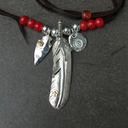 Claw Feather Arrowhead Metal Setup Necklace