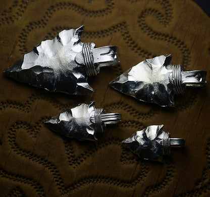 Hammered Arrowhead Silver Pendant