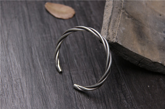 Silver String Twist Cuff Bracelet