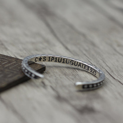 Star Bangle 925 Sterling Silver Bracelet (Thin)