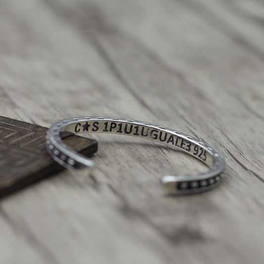 Star Bangle 925 Sterling Silver Bracelet (Thin)