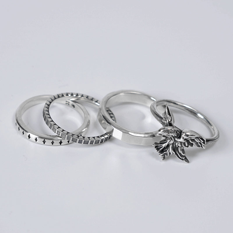4 Ring Combo, Eagle Ring | 925 Silver