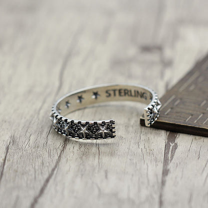 Star Bangle 925 Sterling Silver Bracelet (Medium)