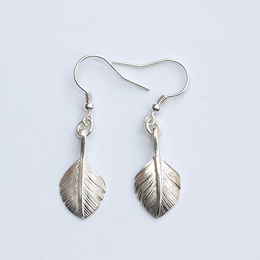 Silver Heart Feather Hook Dangle Earrings Gemstones Earrings