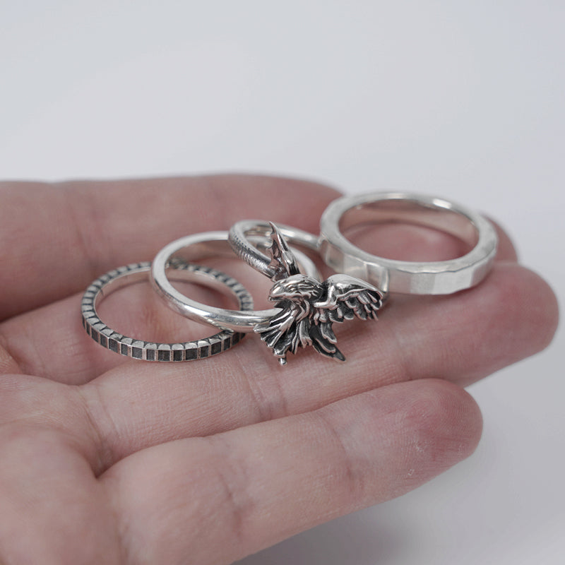Set of 4 Stackable Ring Eagle Ring