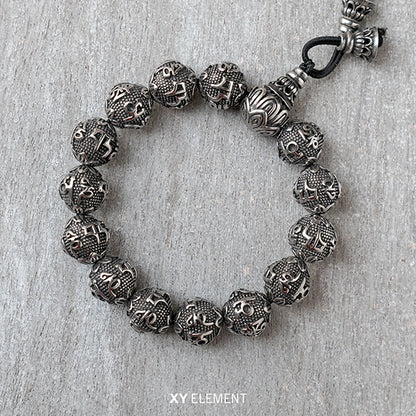 Ancient Lotus Prayer Beads 316L Stainless Steel Bracelet