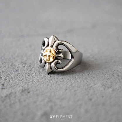 Goro's Style Floral Stainless Steel Ring