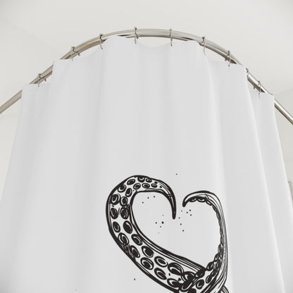 Octopus and Ship Line Art Shower Curtain