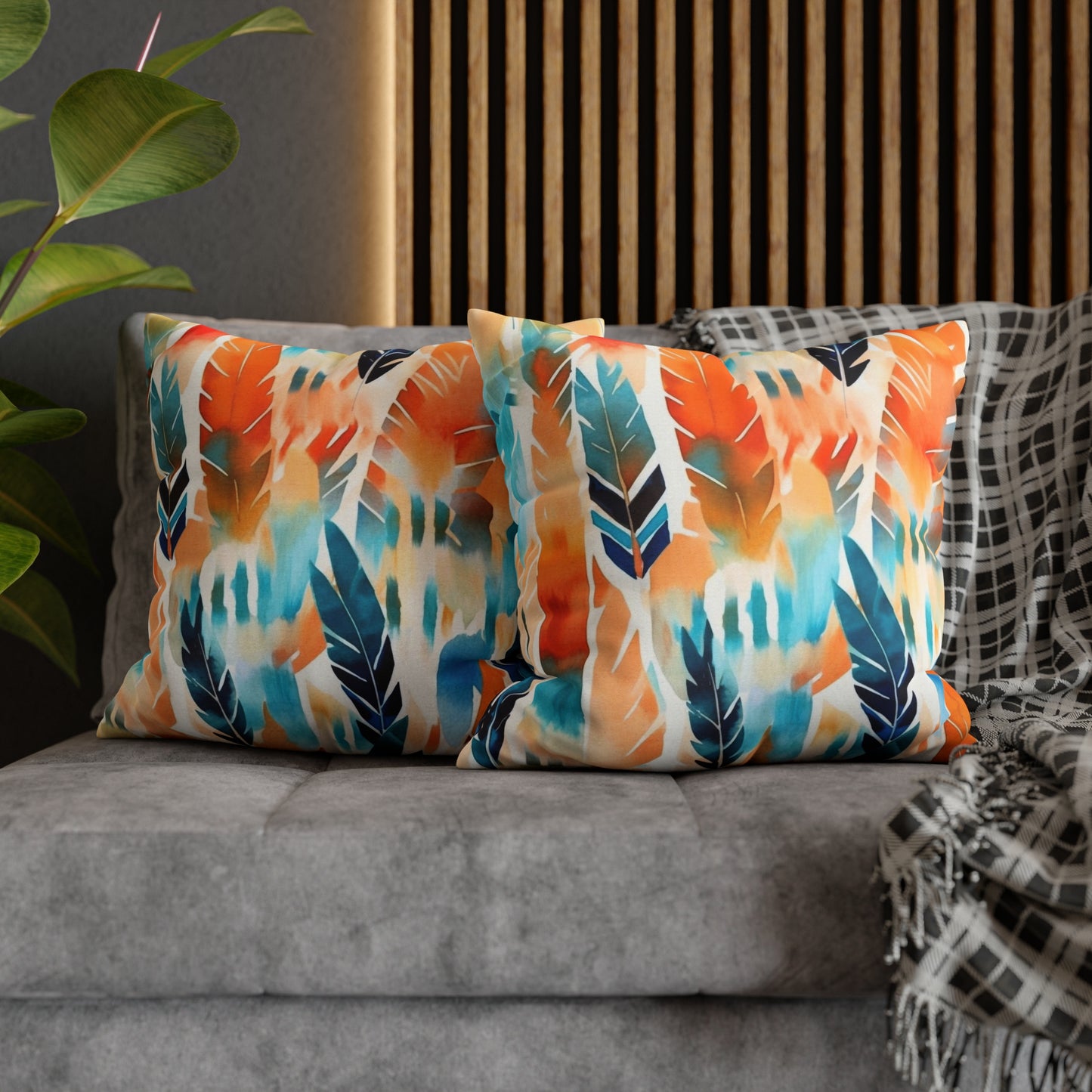 Boho Abstract Floral Throw Pillow Cover (06)