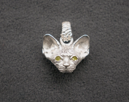 Exquisite Sphynx Cat Gemstone Pendant