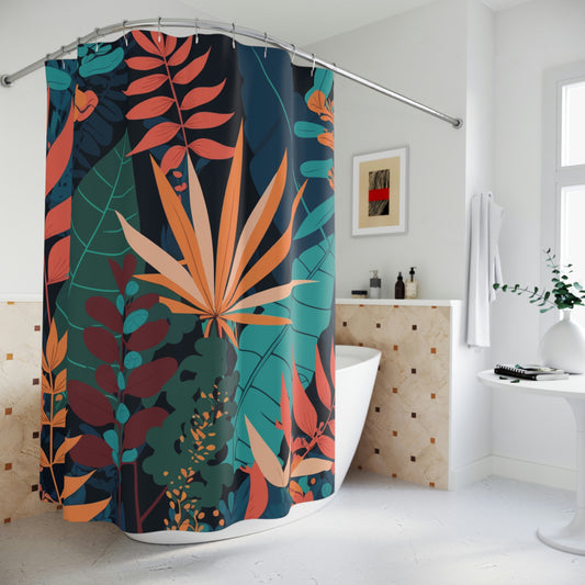 Boho Tropical Leaves Shower Curtain (2)