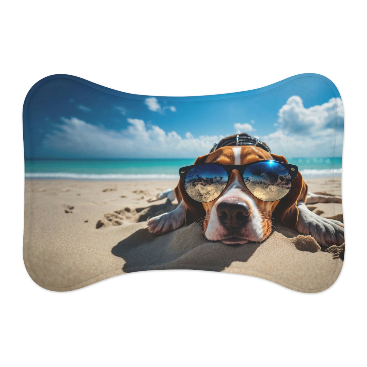 Sunbathing on Beach Dog Bowl Mat
