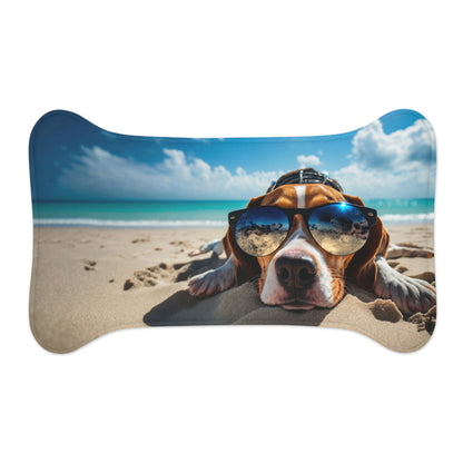 Sunbathing on Beach Dog Bowl Mat