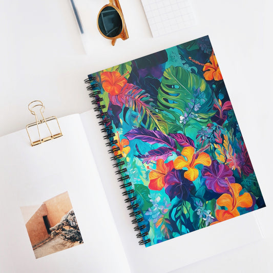 Abstract Tropical Flowers Notebook