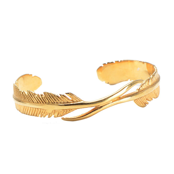 Japanese Style Floral Engraved, Golden Angel's Feathers Bangles