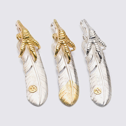 Gold Claw Bird Metal Silver Feather