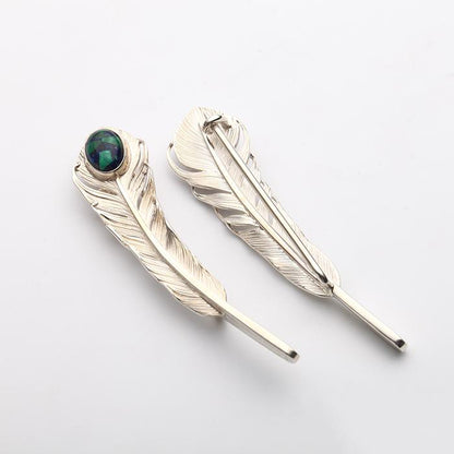 Phoenix Feather Gemstone Brooch Pin