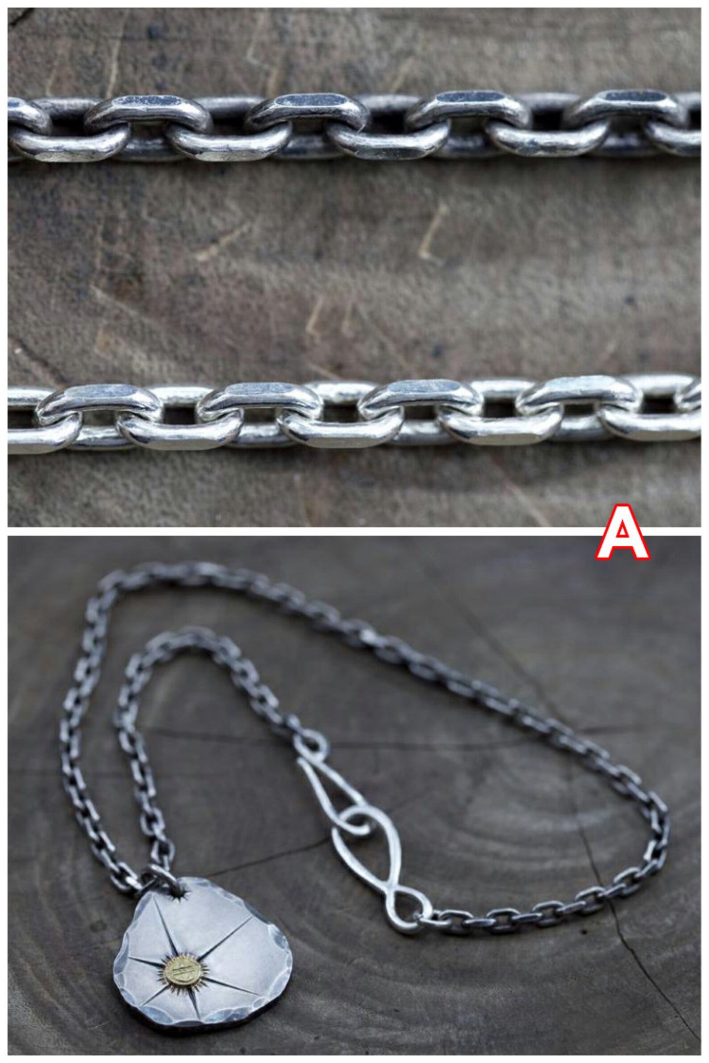 Sterling Silver 4.5mm 4mm Cornered Chain with Fish Hook Necklace