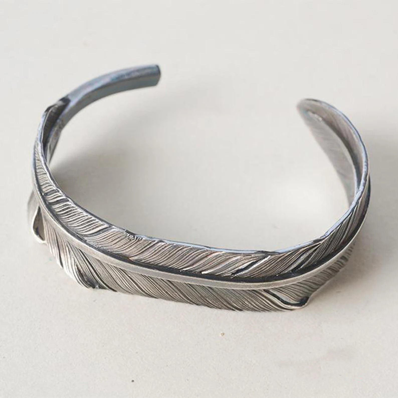 All Sterling Unisex Native American Silver Feather Cuff Bracelet 31389