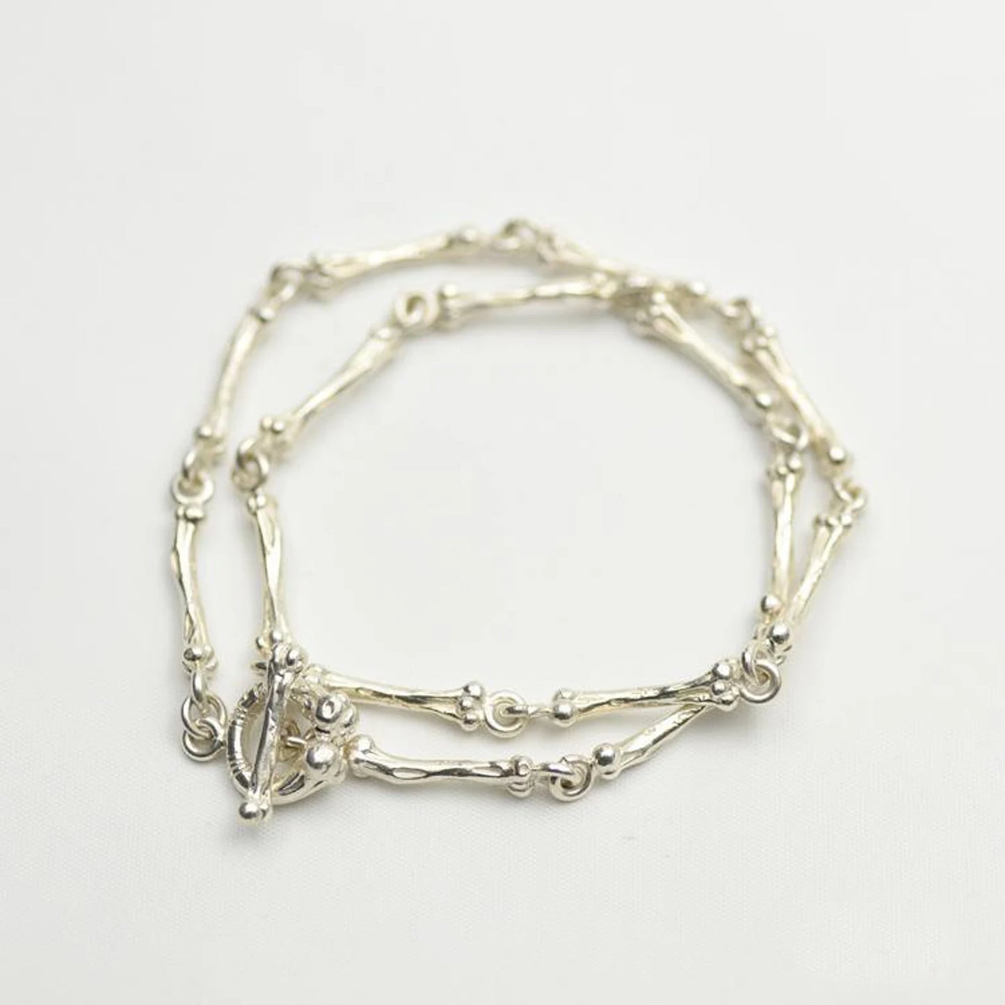 Silver Bone Link Bracelet Necklace