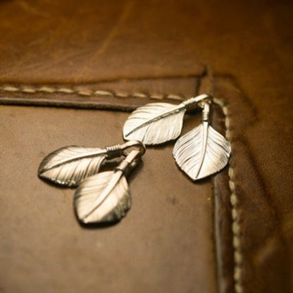 Silver Heart Feather Gemstone Pendant