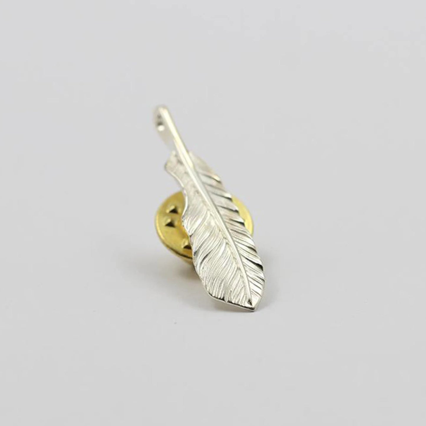 Silver Feather Collar Pin Lapel Pin