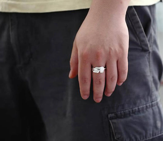 紅尾鷹風切羽系列 原創純銀鷹首羽毛戒指