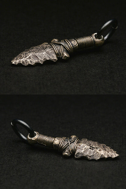 Miniature Hammered Arrowhead Silver Charm