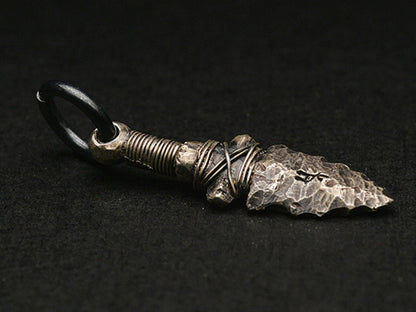 Miniature Hammered Arrowhead Silver Charm