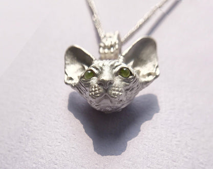 Exquisite Sphynx Cat Gemstone Pendant
